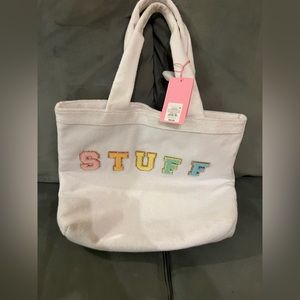 white terry cloth Stoney Clover Lane by Target bag w/ Stoney Clover Lane patches